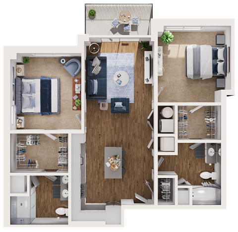 Hydrangea Floor Plan at Hamilton at Eagleview, featuring 2 bedrooms, 2 bathrooms, and spacious living areas in Exton, PA